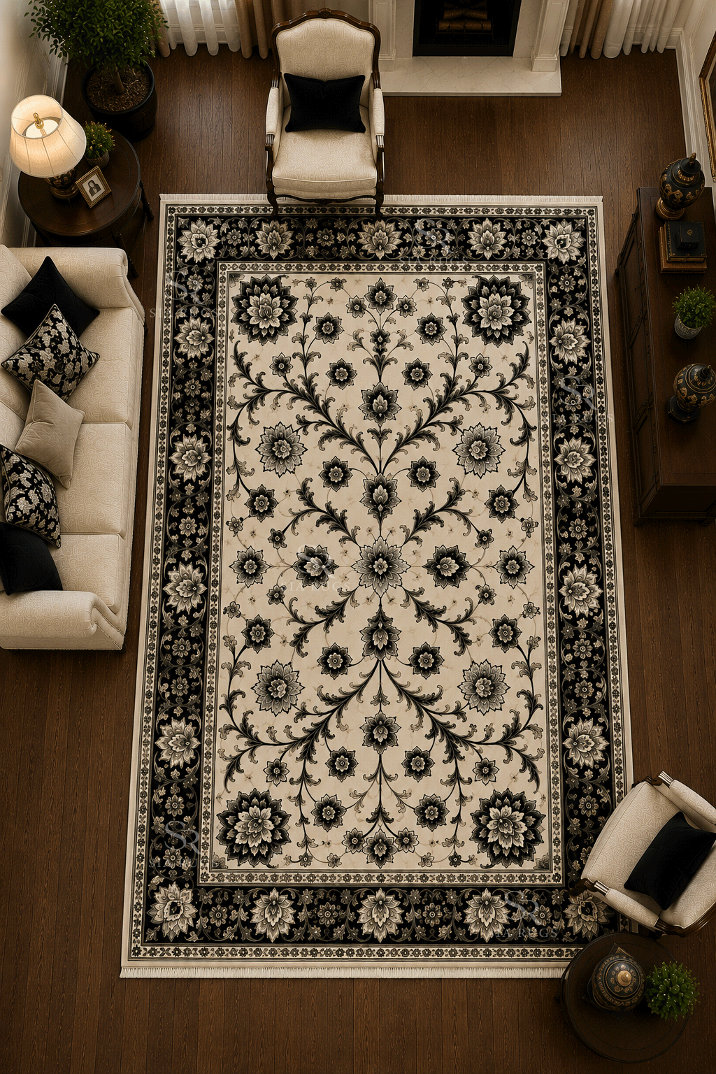black-ivory-floral-wool-silk-rug (1)