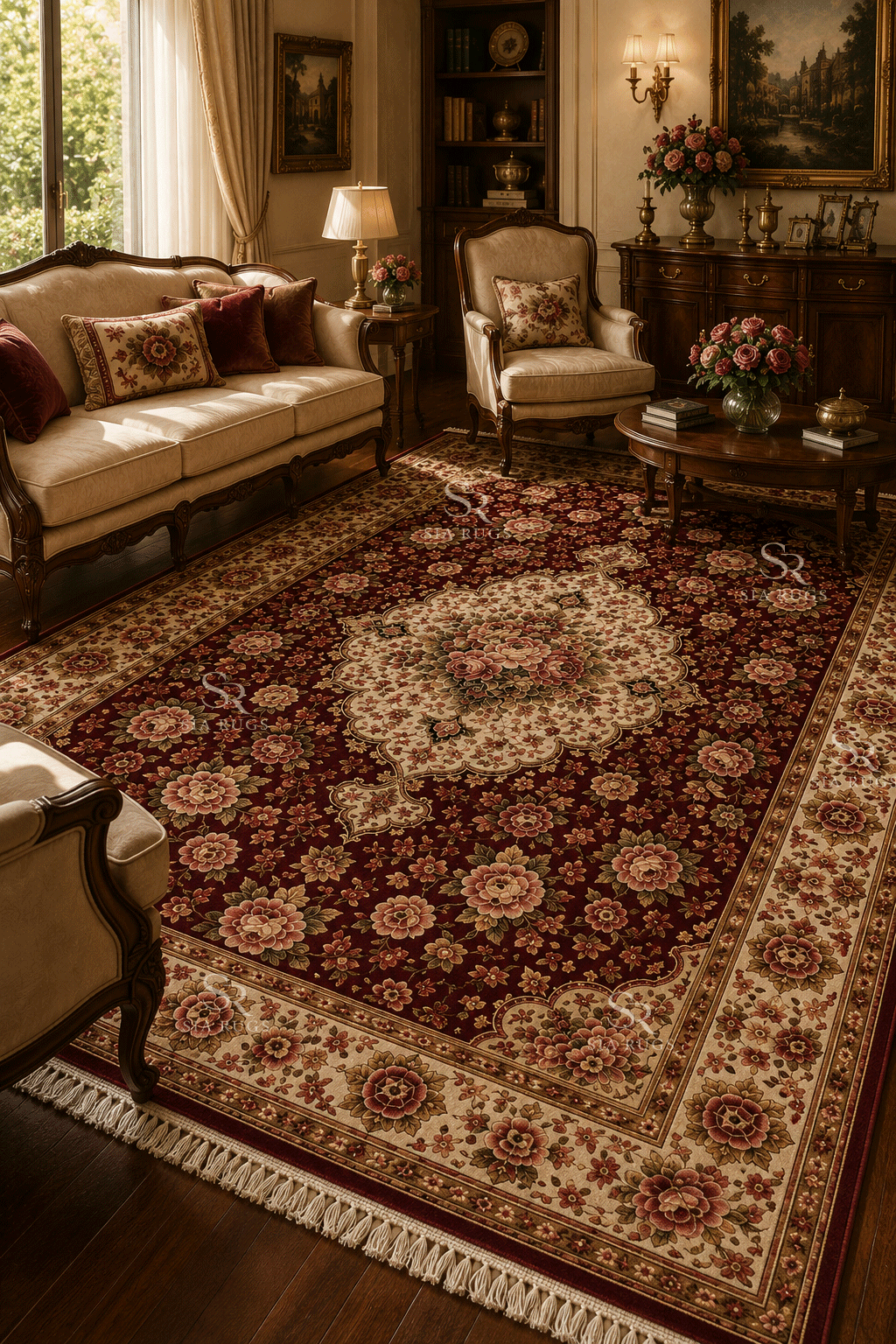 burgundy-rose-garden-hand-knotted-carpet (1)