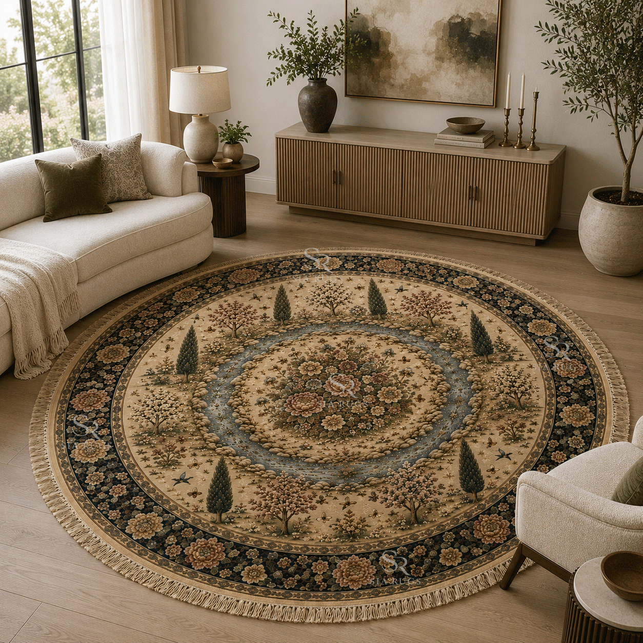 kashan-royal-bloom-round-hand-knotted-persian-carpet (4)