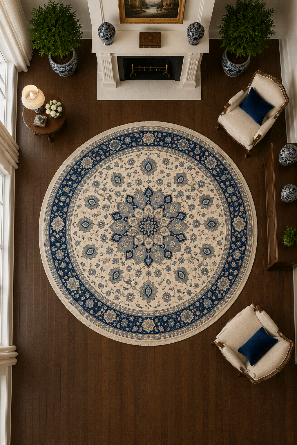 round-nain-blue-medallion-hand-knotted-carpet (3)