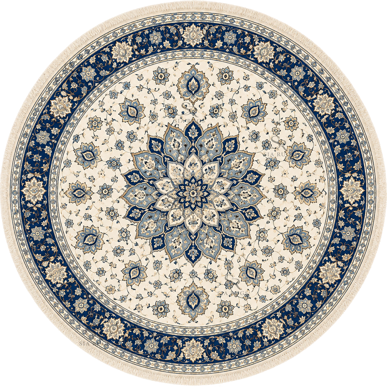 round-nain-blue-medallion-hand-knotted-carpet (4)