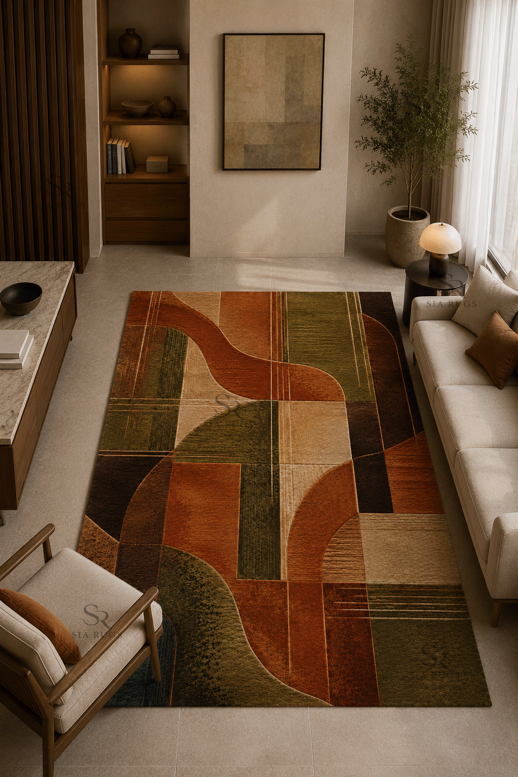 Metropolitan Geometry Luxury Wool & Silk Rug - Image 2