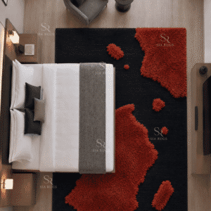 Ember Archipelago Rust Orange Navy Sculptural Shag Carpet (2)