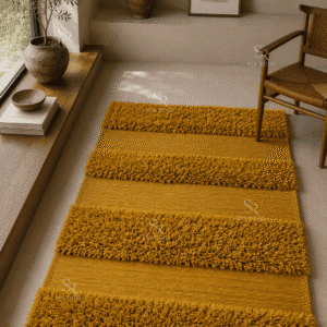 Golden Terraces Mustard Gold Sculptural Shag Carpet (1)