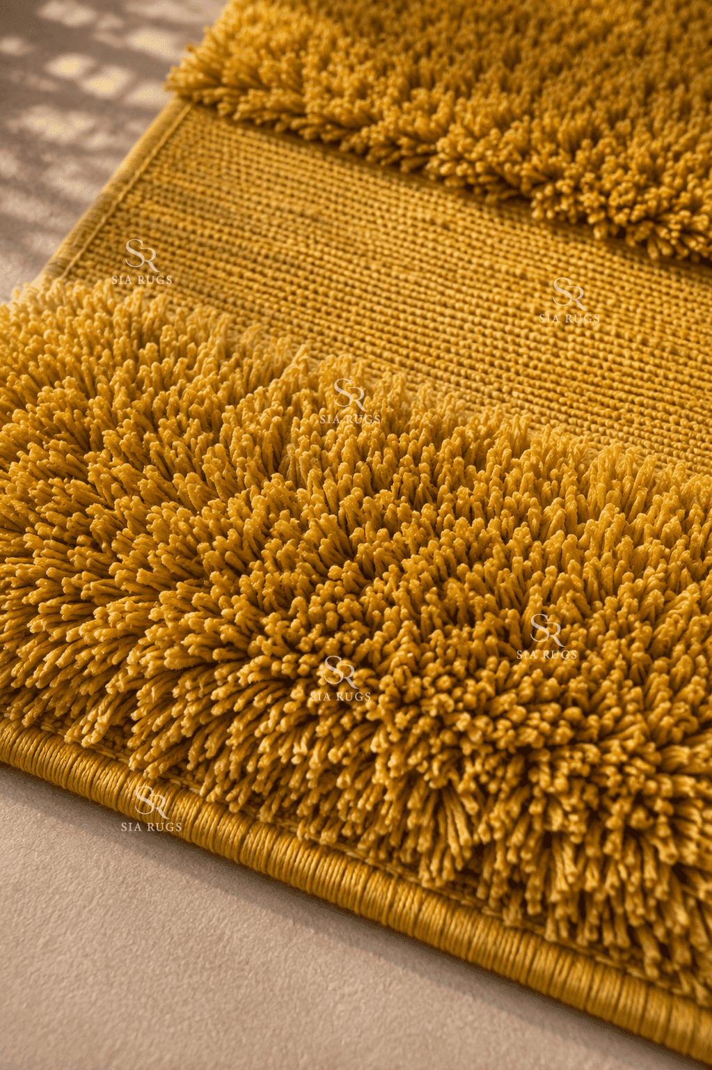 Golden Terraces Mustard Gold Sculptural Shag Carpet (4)