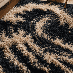 Midnight Tidal Wave Sculptural Shaggy Carpet (4)