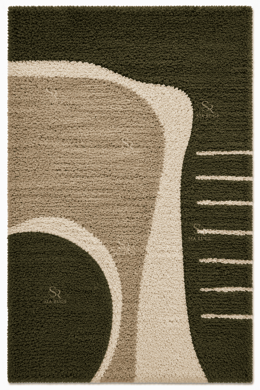 Olive Arch Harmony Handloom Sculptural Shag Rug (2)