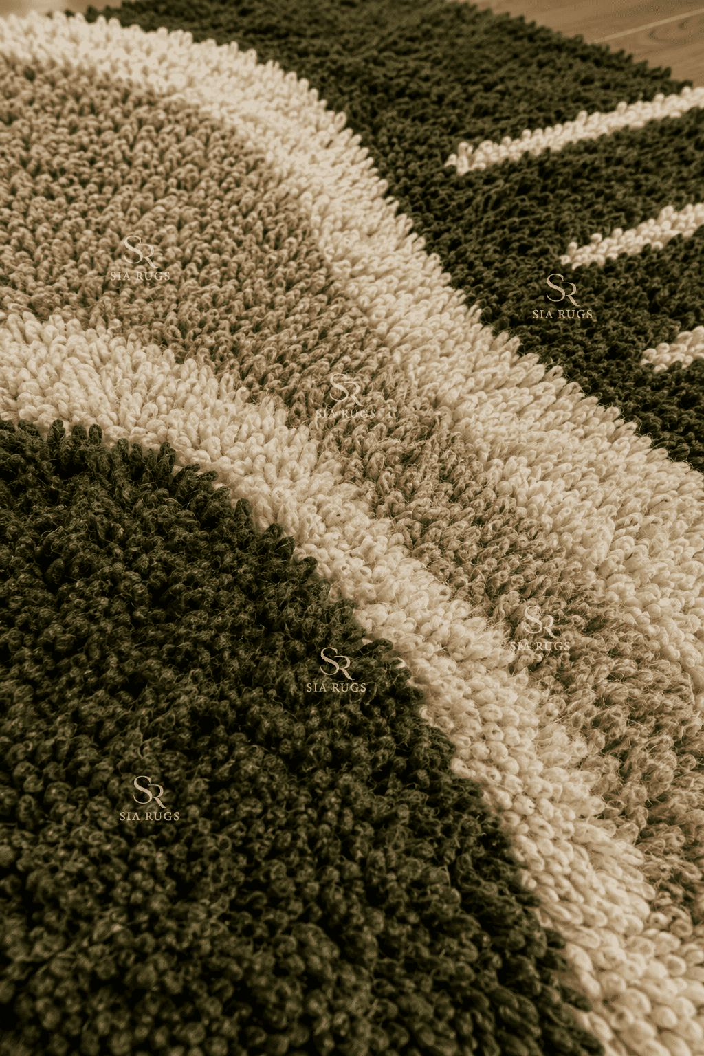 Olive Arch Harmony Handloom Sculptural Shag Rug (3)