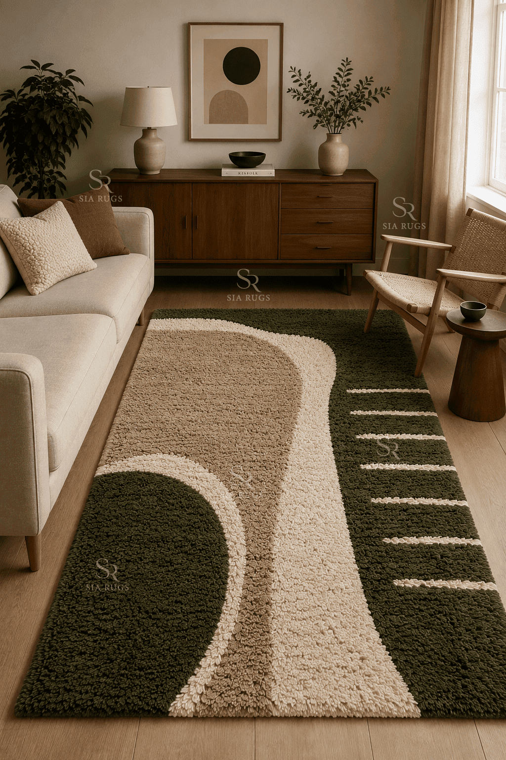 Olive Arch Harmony Handloom Sculptural Shag Rug (4)