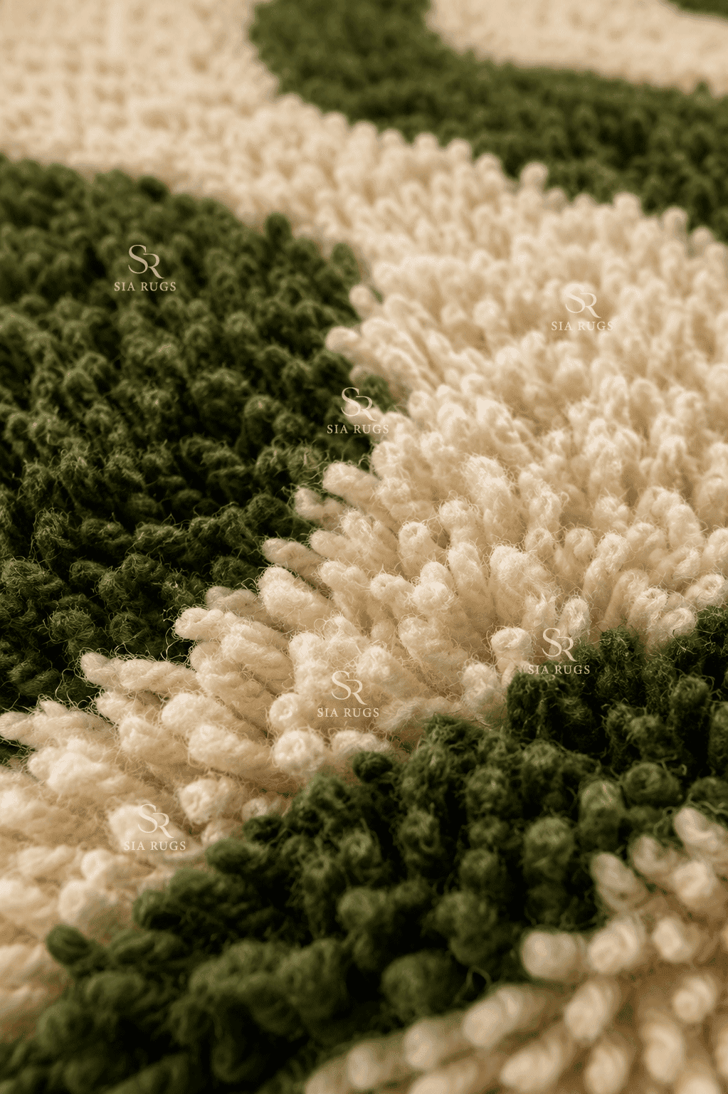 Olive Flow Handloom Sculptural Shaggy Carpet (2)