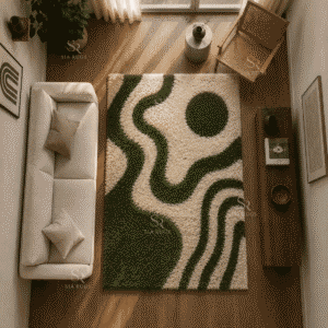 Olive Flow Handloom Sculptural Shaggy Carpet (5)
