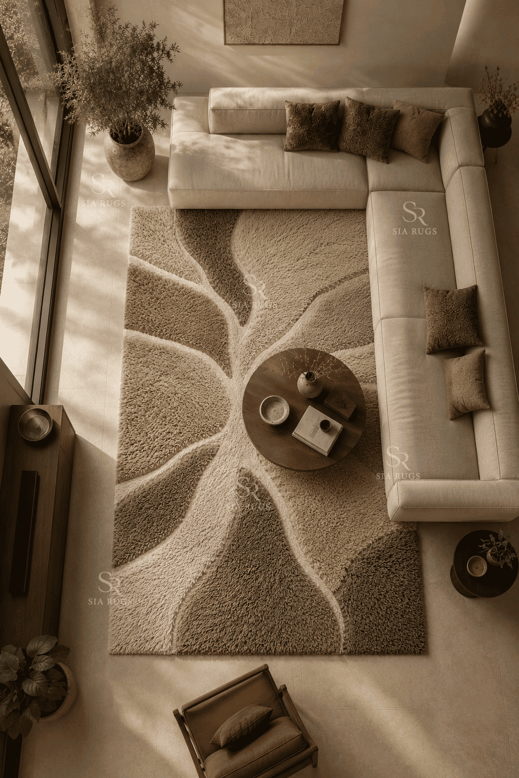 Strata Amethyst Crater Handloom Sculptural Shag Rug (1)