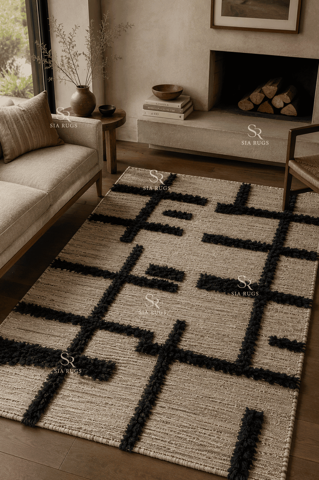 architectural-grid-black-ivory-sculptural-shag-carpet (4)