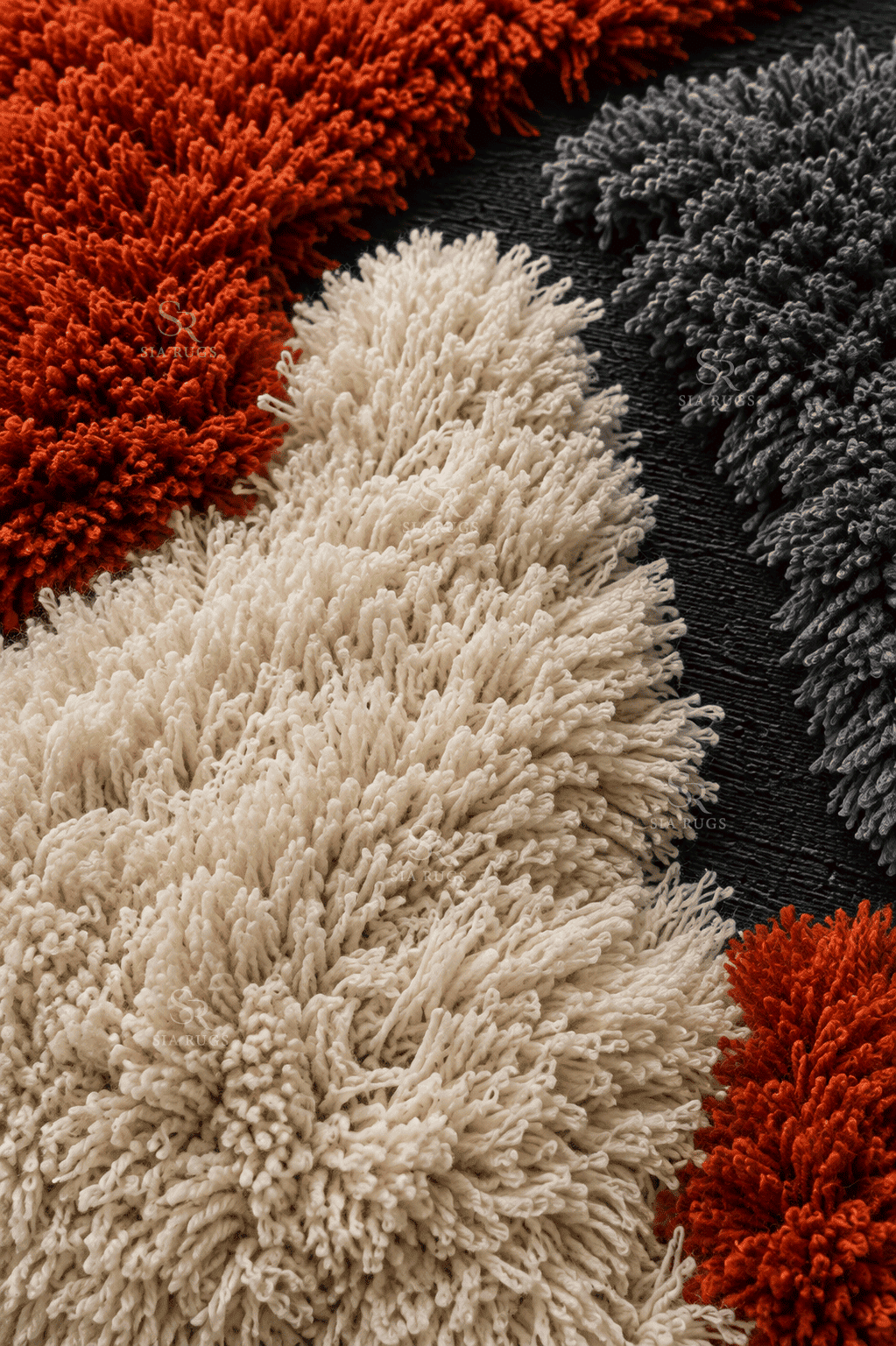 Terra Peaks Rust Ivory Charcoal Sculptural Shag Carpet - Image 4