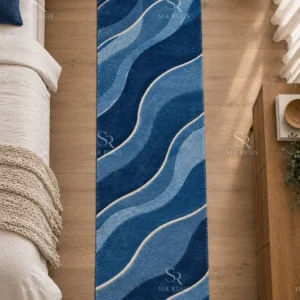 Blue River Flow Hand Tufted Hallway & Bedroom Runner Rug (2)