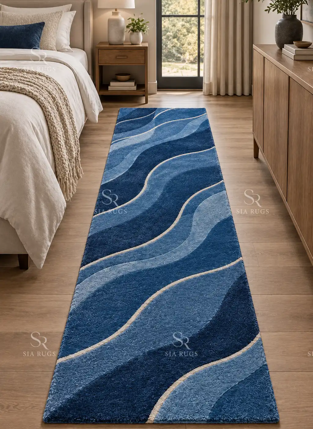 Blue River Flow Hand Tufted Hallway & Bedroom Runner Rug (4)