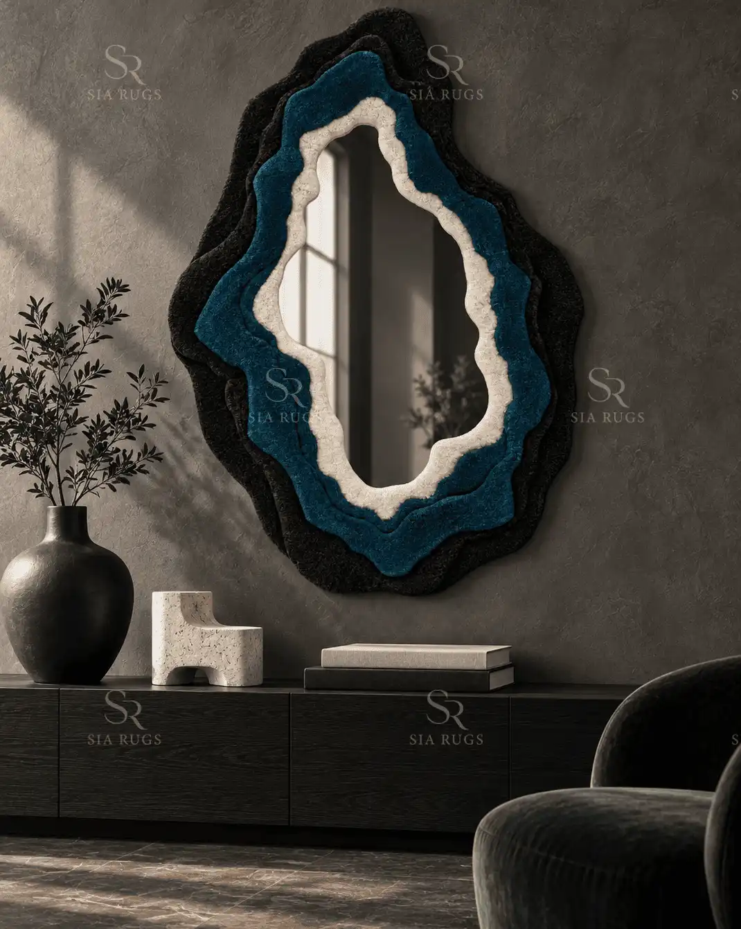 Abyssal Layers Hand Tufted Sculptural Mirror Frame