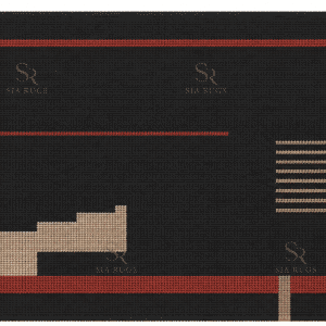 Black Architectural Grid Handwoven 100 Count Fine Lincoln Wool Desk Mat - Image 4