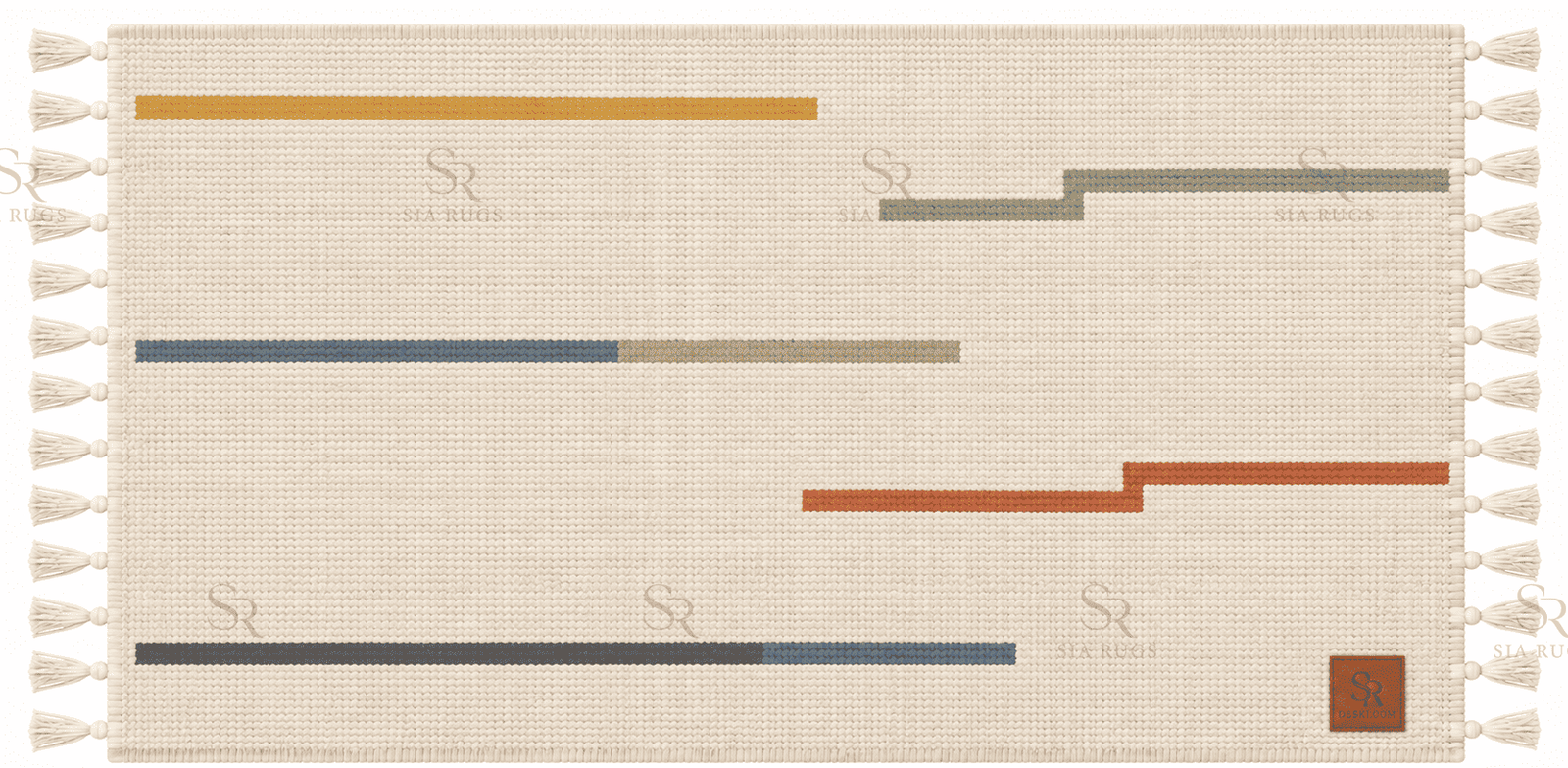Ivory Linear Drift Handwoven 100 Count Fine Lincoln Wool Desk Mat - Image 4