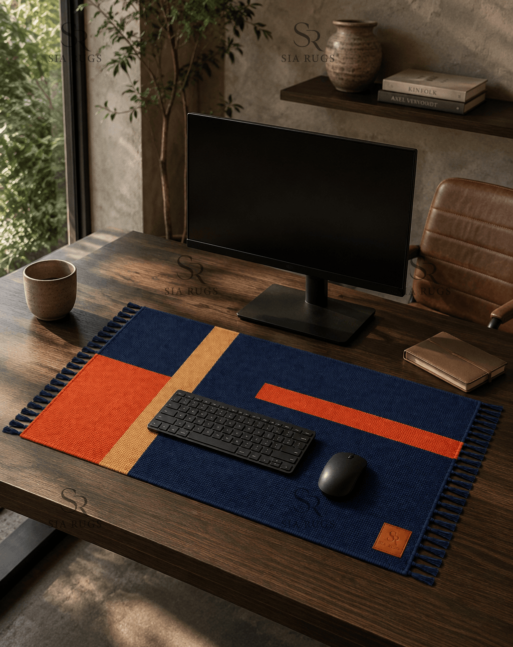 Midnight Axis Handwoven 100 Count Fine Lincoln Wool Desk Mat - Image 3